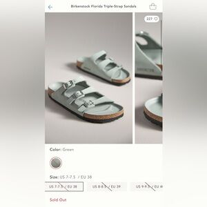 NIB Birkenstock Sage Green triple Strap Sandals